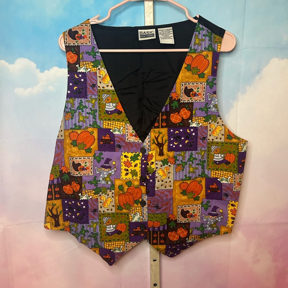 Vintage Halloween Patchwork Vest
